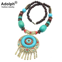 ADOLPH этнические деревянные бусины камень круглые подвески ожерелье-чокер в богемном стиле винтажное большое массивное ожерелье Макси воротник аксессуары