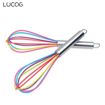 

LUCOG Manual Silicone Whisk Non-Stick Stainless Steel Silicone Kitchen Utensils for Blending Whisking Beating Stirring 10/12inch