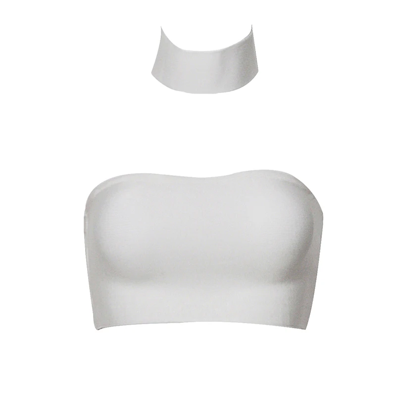Комплект сексуального женского нижнего белья, с лямкой на шее белый совместный купальник Топ вязаный эластичный Карамельный цвет сладкий дизайнерский Топ