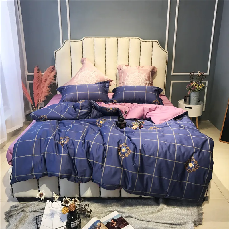 Egyptian cotton Bed Set Duvet Cover Bed Sheet adults Cover Set Home Textile red color Bed Linens 4pcs Bedding Sets 15 IMG_5918