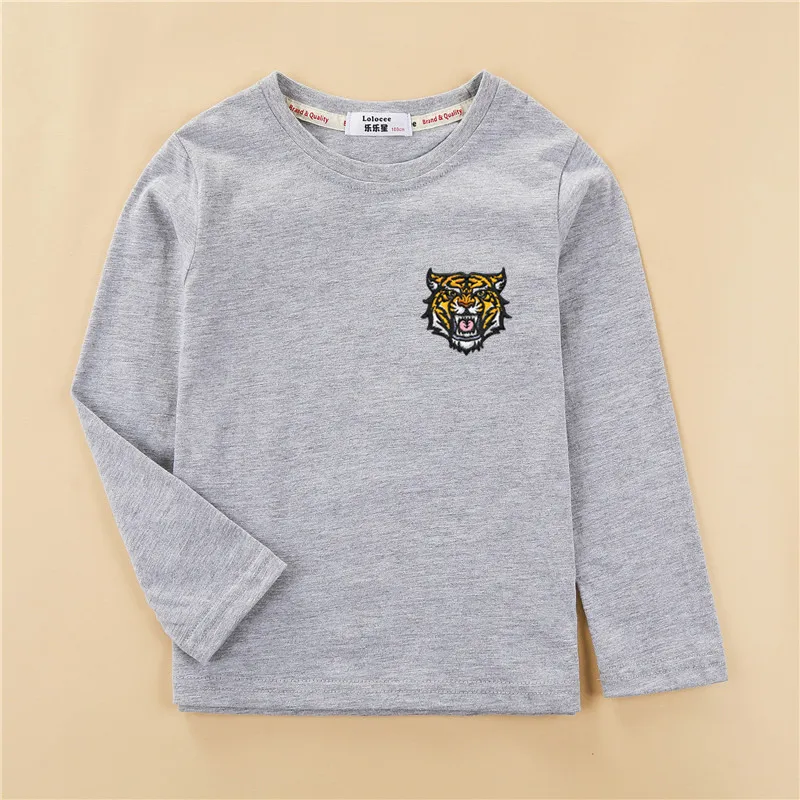 3D jaguar вышивкой детская одежда детская хлопковая рубашка с длинными рукавами осенний повседневный комплект одежды для маленьких мальчиков футболка Тигр знак футболки