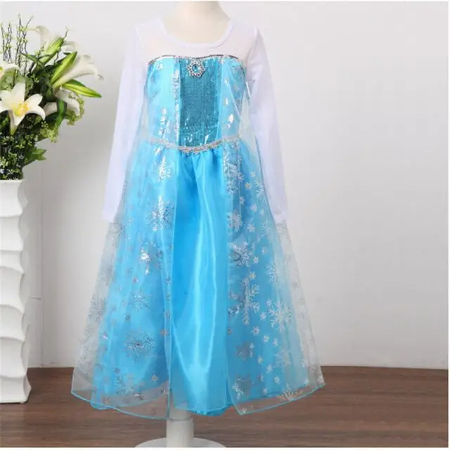 3-12 Лет Девочки Платья Эльза Костюм Принцесса Девушка Vestidos Roupas Infantis Menina Детская Одежда косплей Рождество - Цвет: Blue