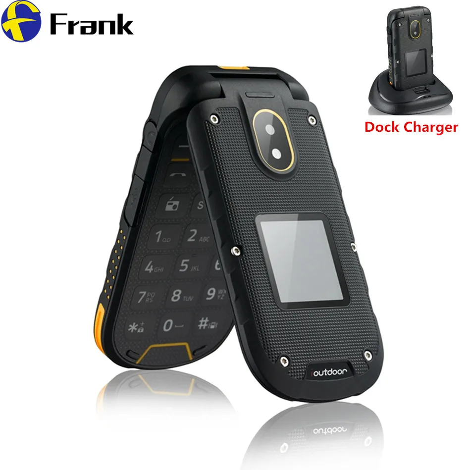 IP68 Dual Screen Flip Phone Shockproof Waterproof GSMSenior Clamshell elder student Phone Russian Keyboard One Key