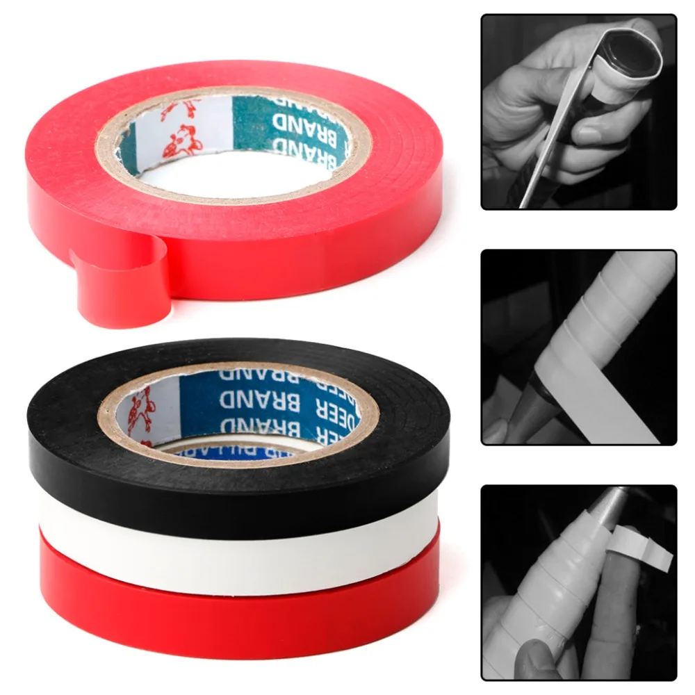 Racket Grip Tapes Sticker Tennis-Badminton-Squash Black 10M Sealing Compound Red-White