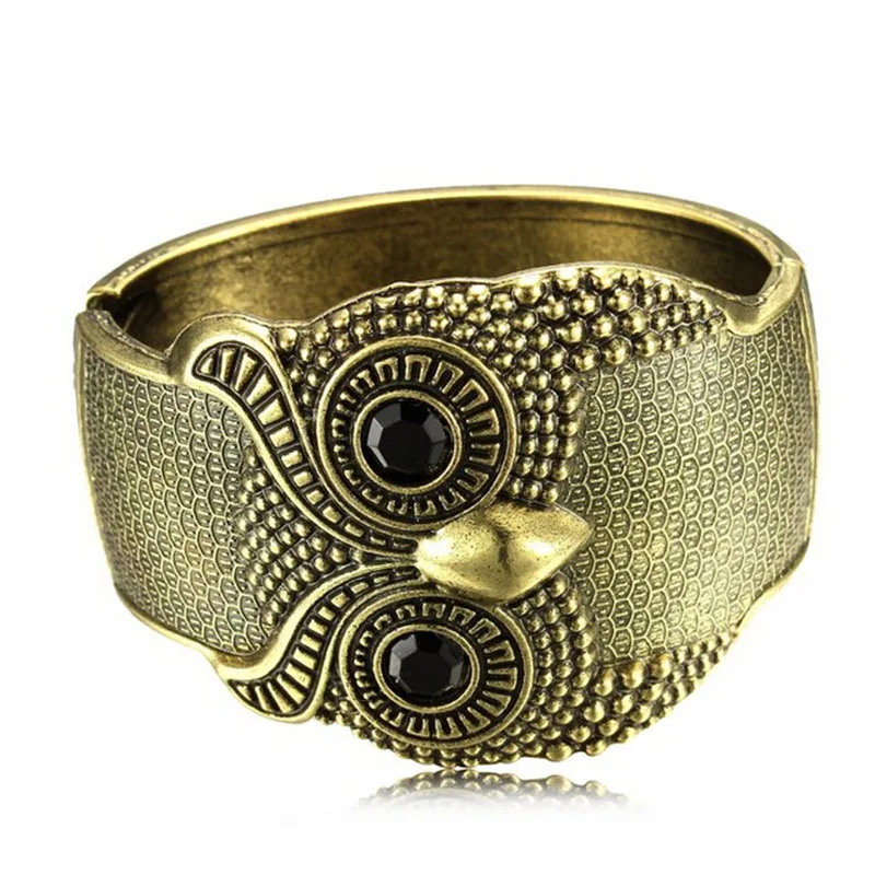 Винтажный женский браслет с совой, модный ретро классический индивидуальный ювелирный браслет, браслет, массивное ювелирное изделие, 2 цвета