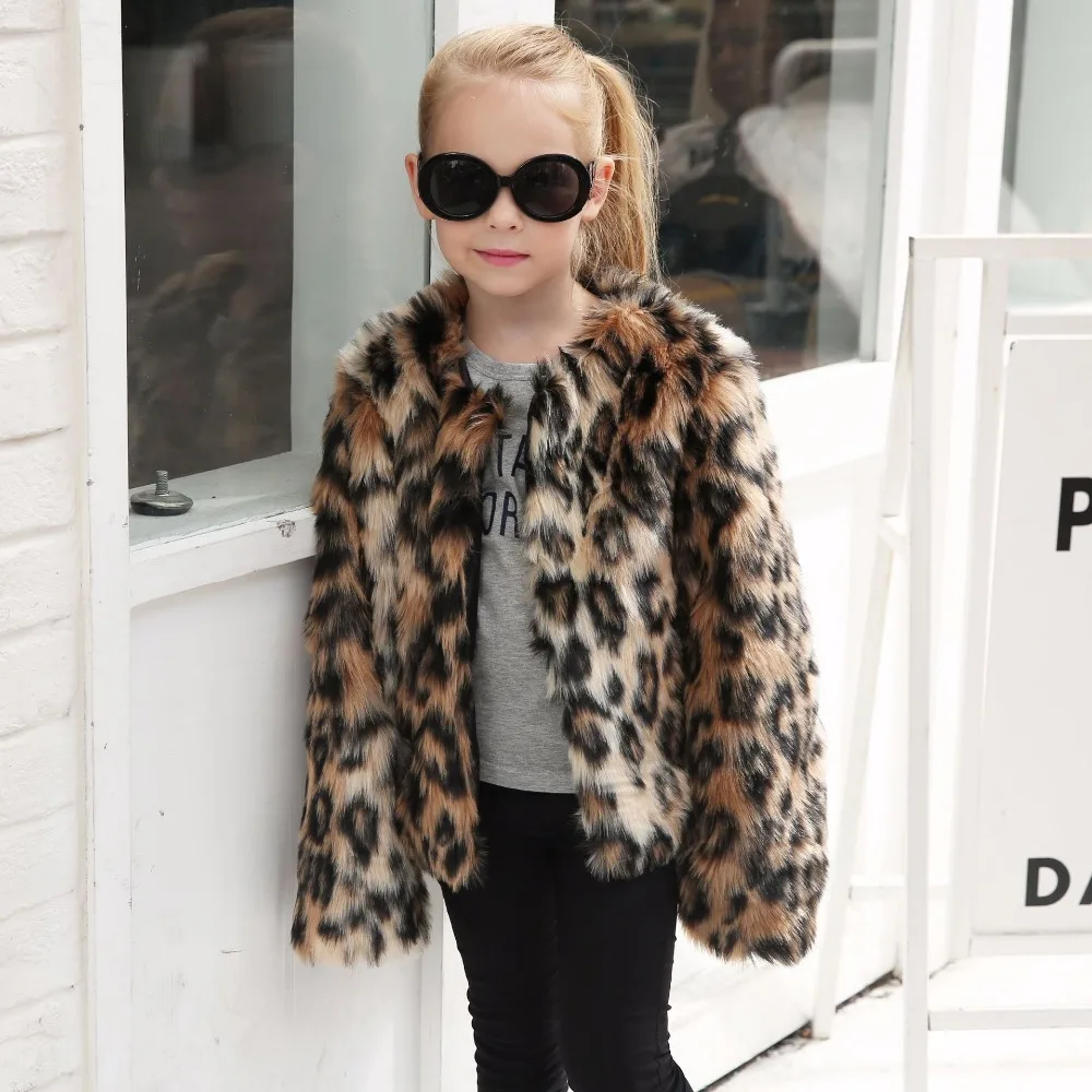 2-9 years old girls fur coat Fashion imitation fur children's jacket Leopard print fur coat 2018 autumn and winter hot sale 2-9 years old girls fur coat Fashion imitation fur children's jacket Leopard print fur coat 2018 autumn and winter hot sale