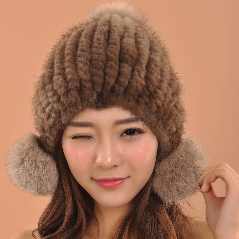 Женские зимние шапки Повседневные вязаные из меха норки 2019|hat l|hat casualhats for |