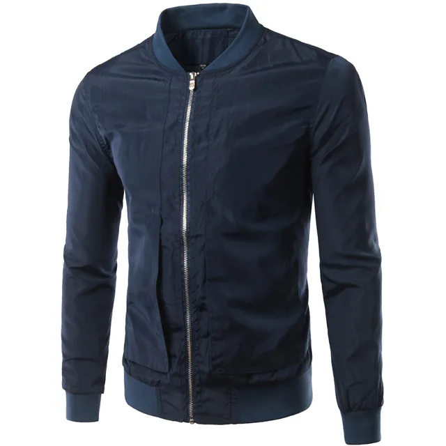 Brand Navy Blue Bomber Jacket Men Veste Homme 2016 Autumn Mens Fashion