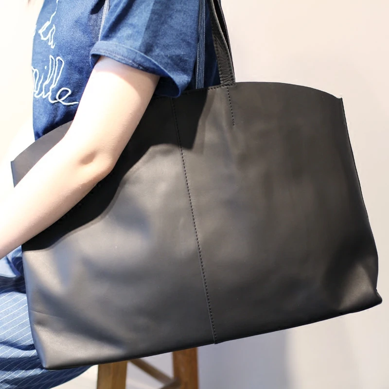 AETOO Handmade leather bag leather minimalist retro casual portable large capacity cross section tote bag shoulder bag boy