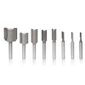 

8Pcs 1/4" Shank Carbide Tipped Milling Cutter Straight Slotted Router Bit For Woodworking Cutter Tool Set
