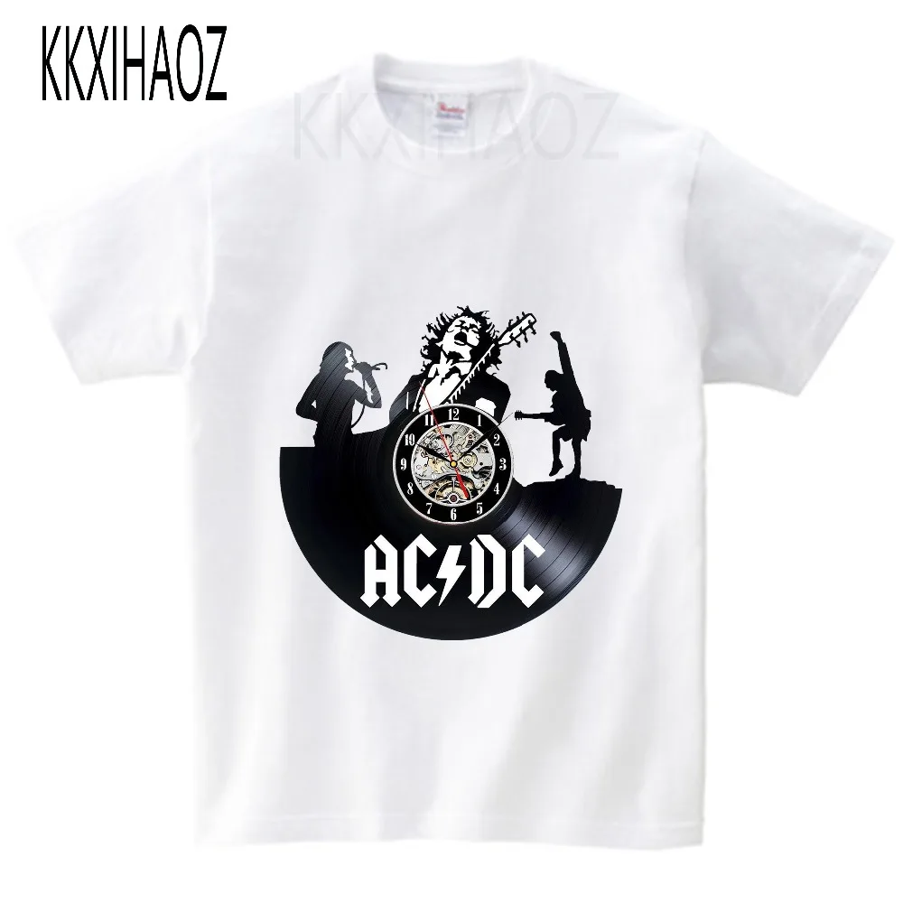 Детские хлопковые AC/DC печатная Футболка ROCK BAND футболка летние acdc футболка детские однотонные брюки черного цвета для мальчиков топы для девочек короткий рукав Футболка s