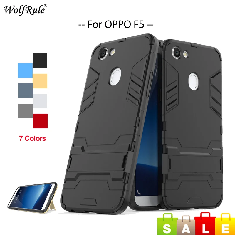 WolfRule для крышки OPPO F5 чехол противоударный силиконовый и PC держатель бампер