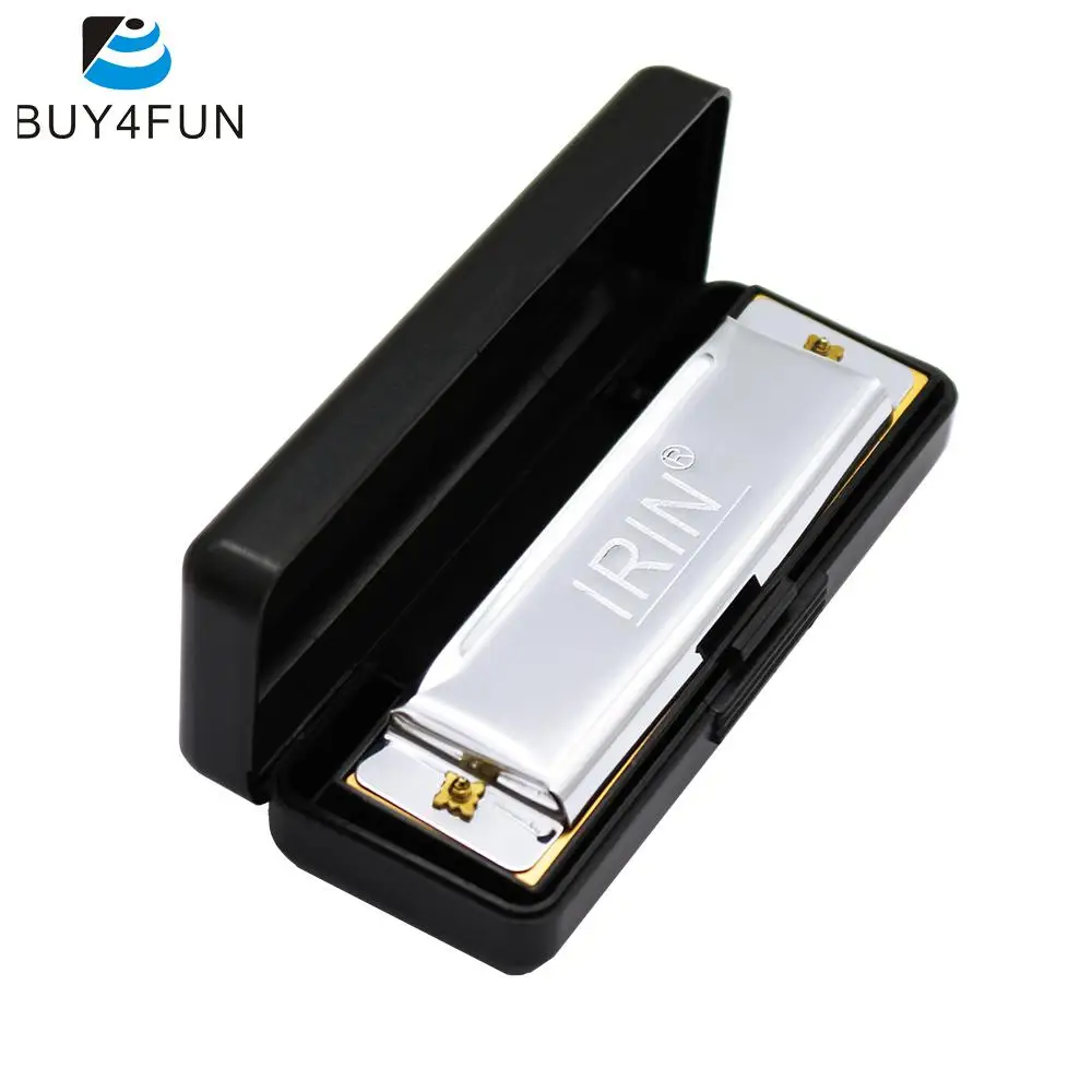 

10 Holes 20 Tone Diatonic Blues Harmonica Key of C with Case for Beginner Children Silver
