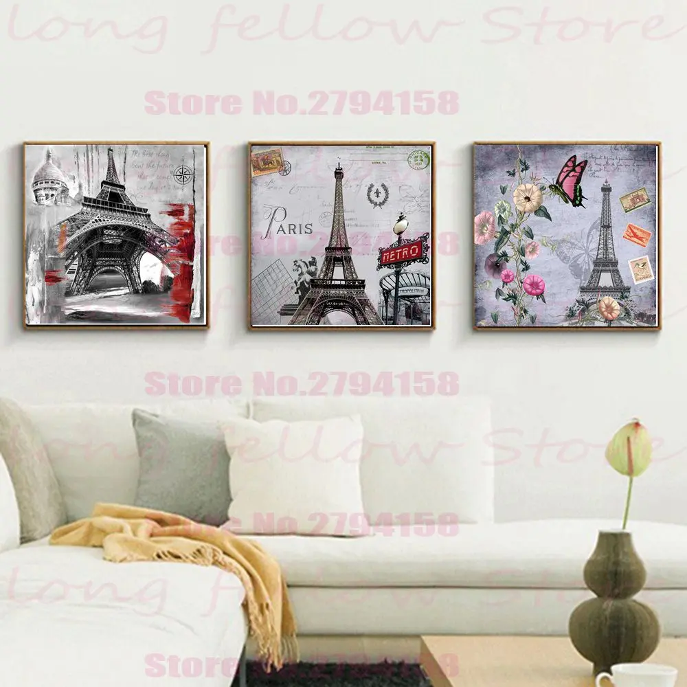 Retro Paris Tower Posters Giclee Print Vintage Home Decorative Nordic Pictures for Bathroom Bar Room Wall Decor Drop Shipping