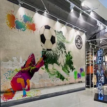 Пользовательские фото обои Улица граффити Фреска хип-хоп Футбол рабочие фон стены коридор галерея спортивное оборудование Магазин росписи