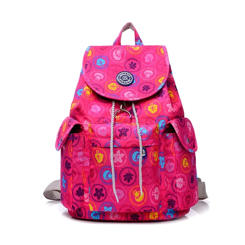 Подростковые рюкзаки на завязках для девочек, нейлоновые школьные сумки, женские рюкзаки, женские повседневные дорожные школьные сумки, Mochila Feminina - Цвет: Pink mushroom
