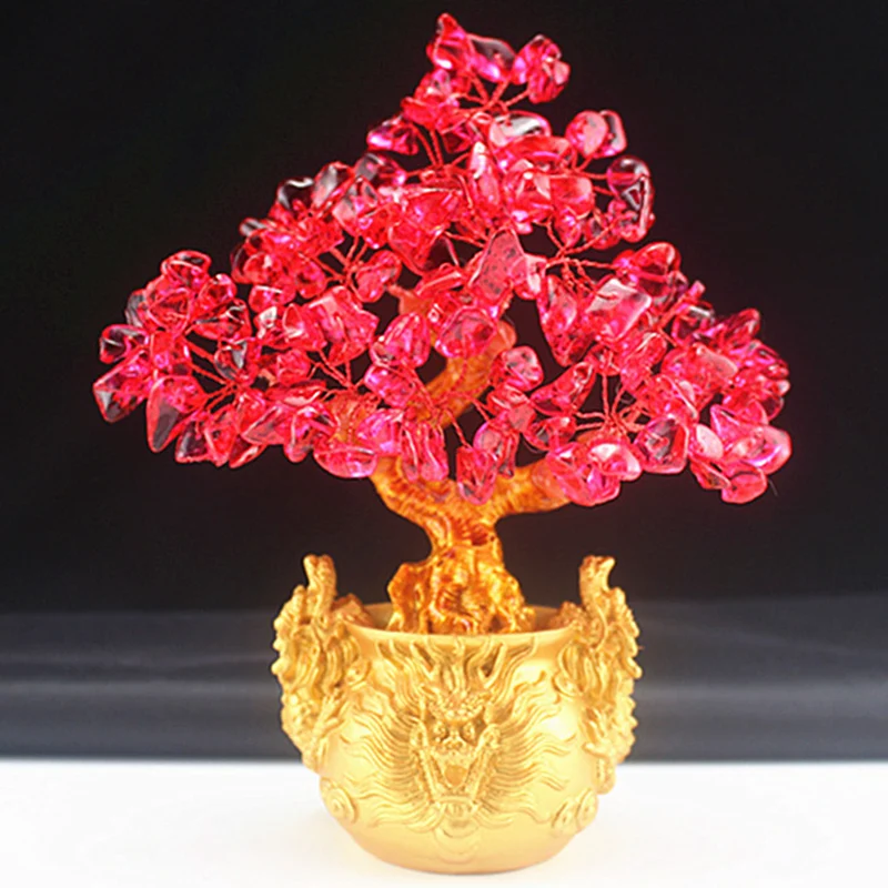 5 colors 1pc Feng Shui Money Lucky Rich Tree Craft Natural Crystal Office Home Room Decor