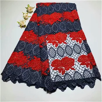 

2019 New Black +Red Arrival 100% Cotton Lace High quality Nigerian Wedding African Lace Fabric Guipure Cord Lace Fabric