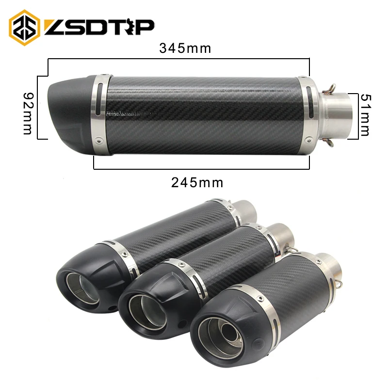 

ZSDTRP 51mm Universal Motorcycle Exhaust Modified Scooter Leovince Exhaust Muffle Fit For Most Motorcycle ATV With Sticker