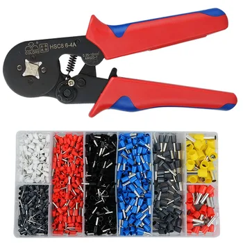 

Crimper Plier Set 0.25-10mm2 Self-adjustable Ratchat Wire Crimping Tool with 1200 Wire Terminal Crimp Connector Insulated