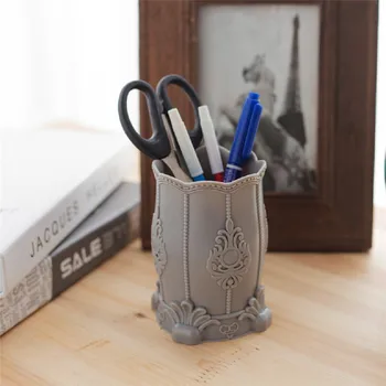 

New Fashion Carving Stationery Container Makeup Brush Pot Pen Pencil Organizer Supplies Pen Holder Desk Organizer Storage Barrel