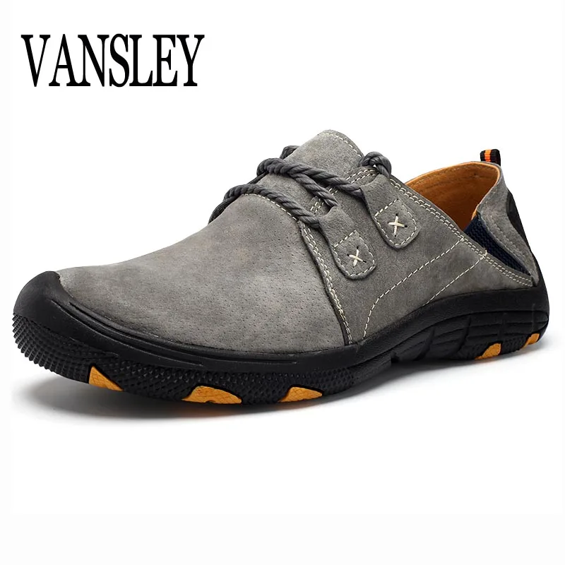 New Spring Autumn Men's Casual Shoes Split Leather Suede Moccasins Loafers Breathable Driving Shoes Men Soft Bottom Men's Shoes