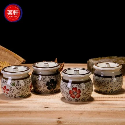 

Sugar salt seasoning cans ceramic glaze antique suit creative Japanese hand