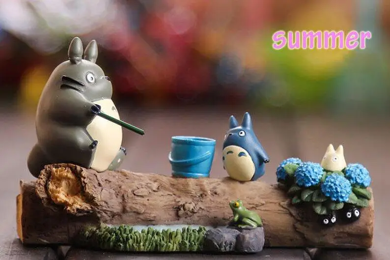 4 сезона Тоторо и друзья на ветке, сказочные Садовые принадлежности миниатюрные, студия Ghibli Succulent Terraium DIY аксессуары - Цвет: summer