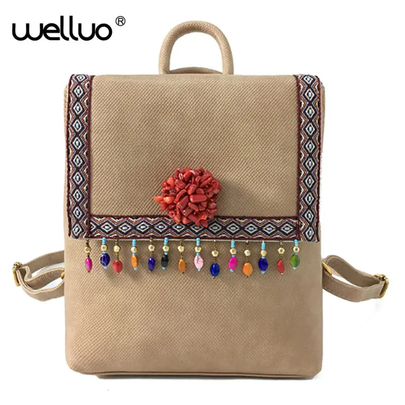 Rotro Tassel Women Backpacks Diamond flower PU Leather Lady Backpacks High Quality Fashion Girls Backpack Cute