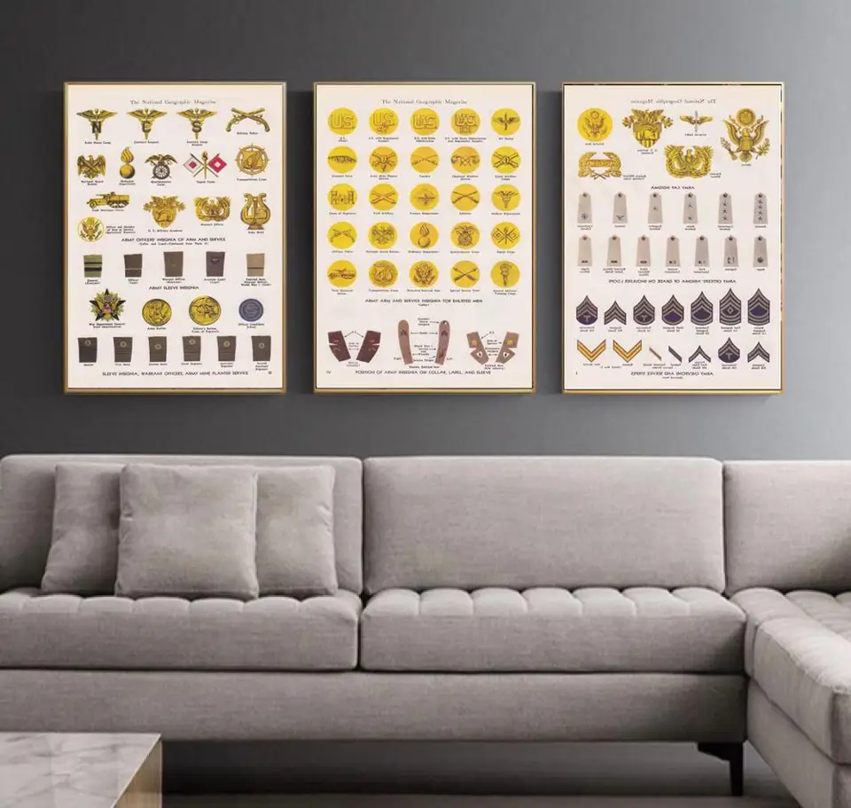 Ww2 Us Army Cap Insignia Ejercito Chevrons Servicio Rayas Lienzo