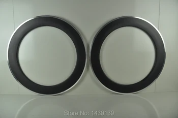 

1Pair New 700C 80mm clincher rim Road bike 3K carbon fibre bicycle wheels rims with Aluminum alloy brake surface Free shipping