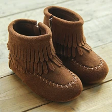 2016 nuevos zapatos de Los Niños niñas zapatos de suela de Músculo de la Vaca borla botas zapatos de cuero