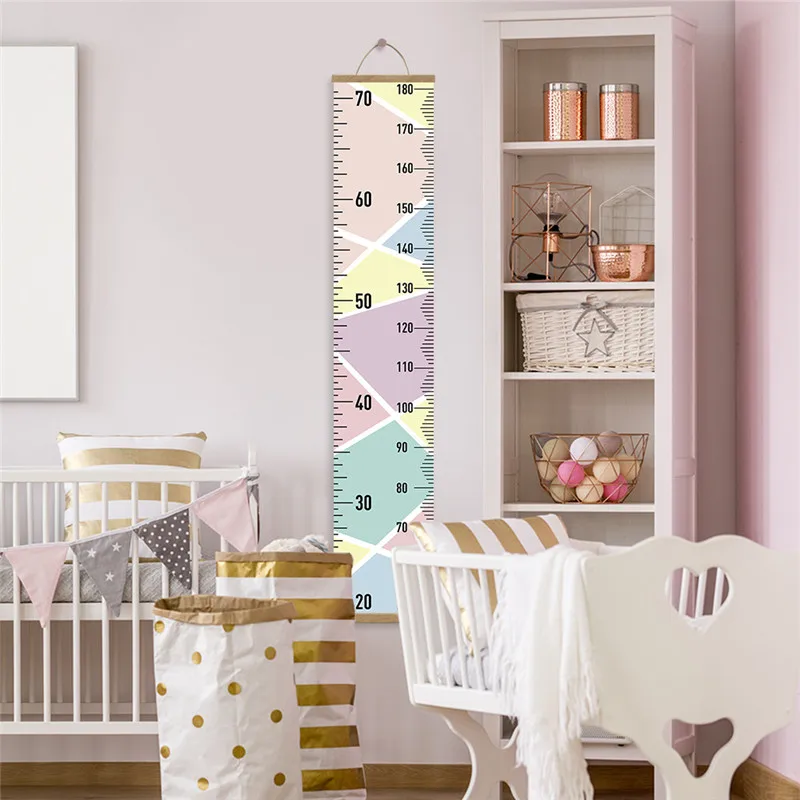 Коллекция года, модная детская комната в скандинавском стиле с измерением роста и высоты, украшенная стеной для детского корпуса с подвижными рисунками