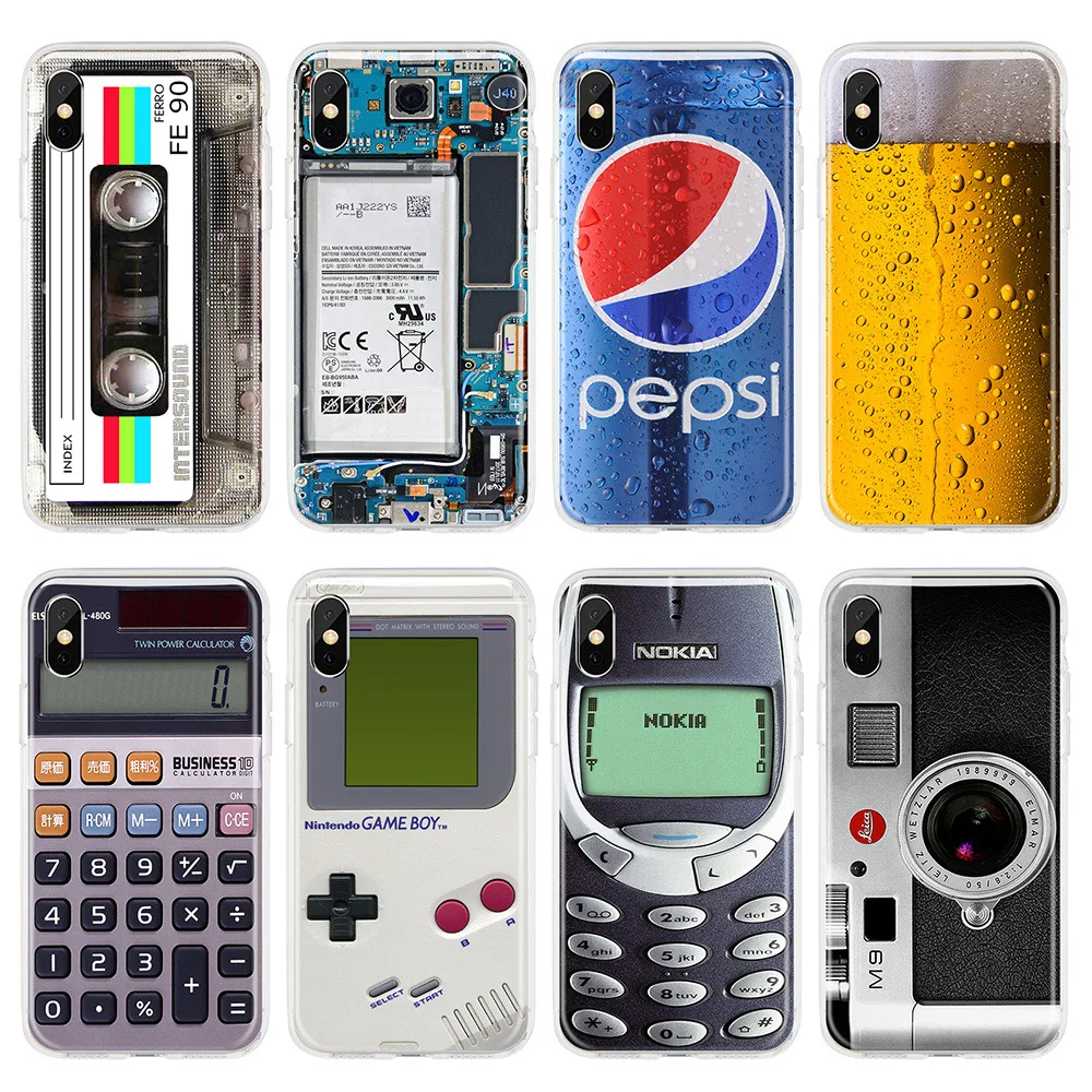 

Funny Soft TPU Case for iPhone 7 8 Plus X 6 6S Beer Gameboy Phone Battery Clear Silicone Cover for iPhone XS Max XR Capa