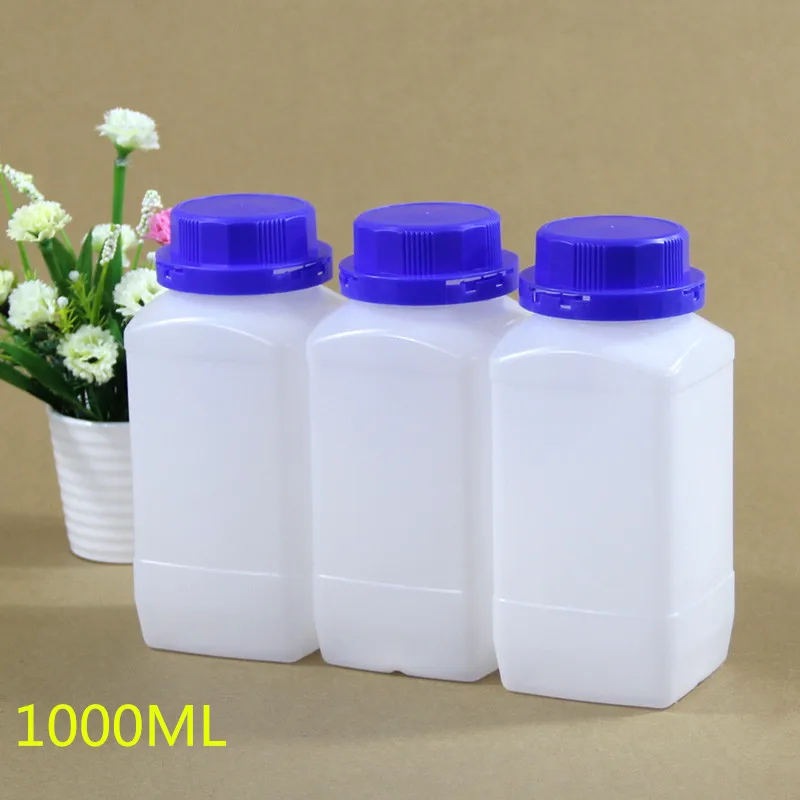 

4PCS/set 1000ML big mouth Plastic square bottles with inner cover Food Grade Packaging container for cereals/Pill/liquid/milk