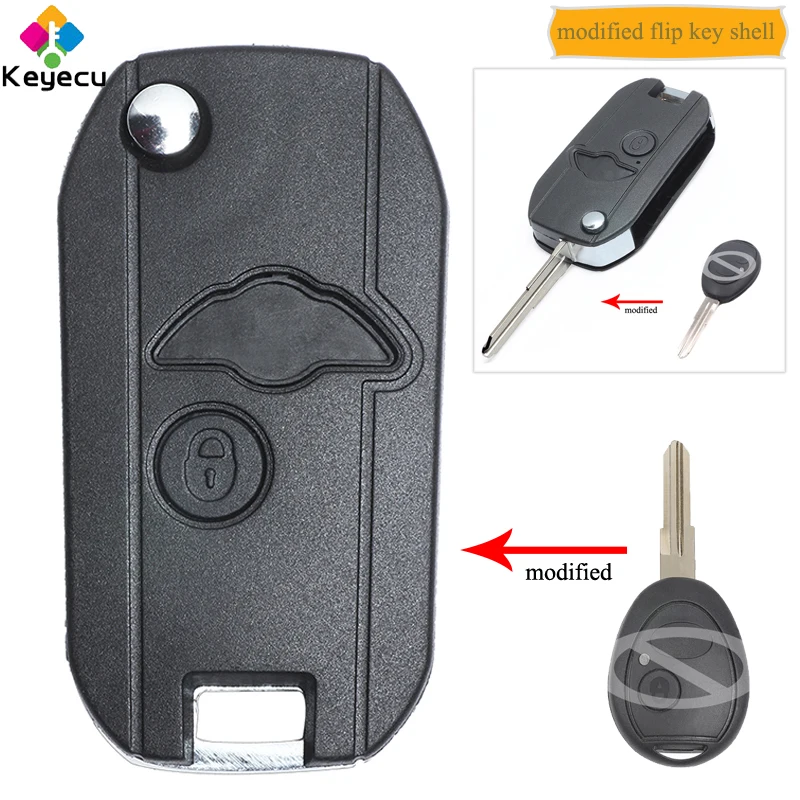 

KEYECU Replacement Modified Folding Remote Key Shell - 2 Buttons - FOB for Land Rover Discovery 2 1999-2004 - Only Car Key Shell