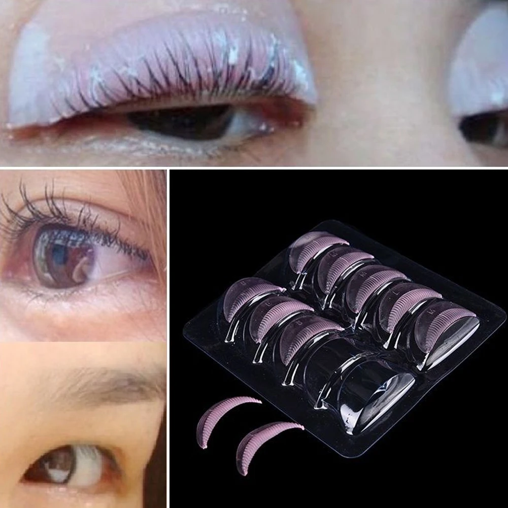 

10PCS Silicone Eyelash Curle with Embedded Ridges Eyelash Perming Curler Eyelash Lift Curler Pads Shield Rods Makeup Tools