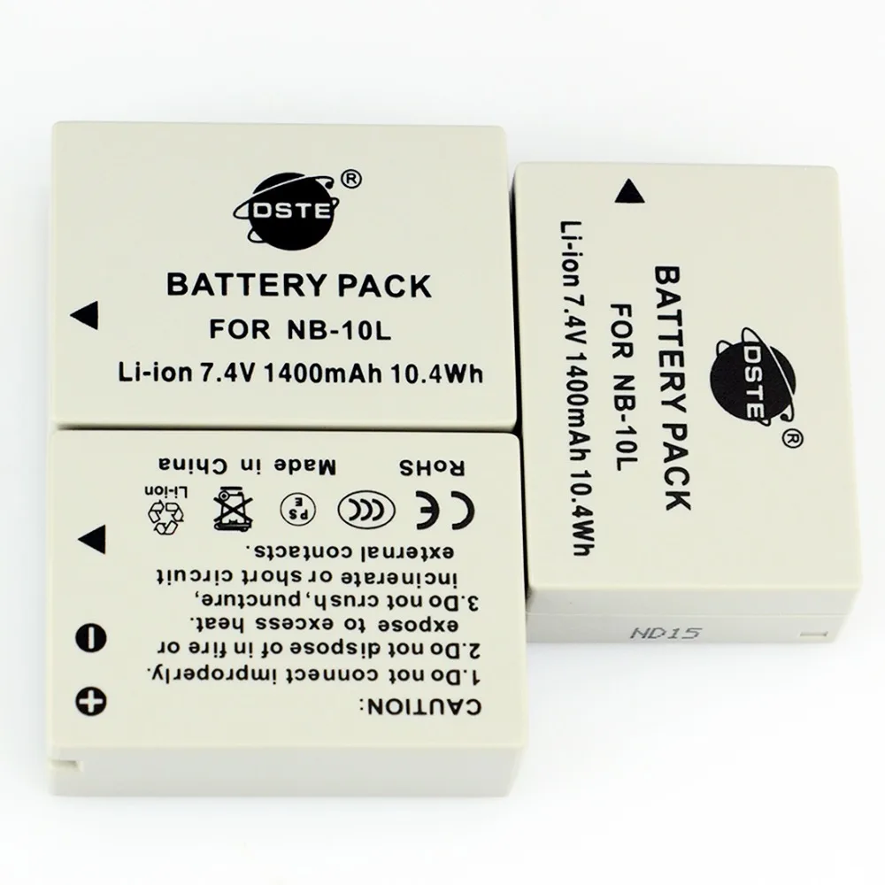 DSTE 3PCS NB 10L Rechargeable Battery for Canon G1X G15 G16 SX40 SX50