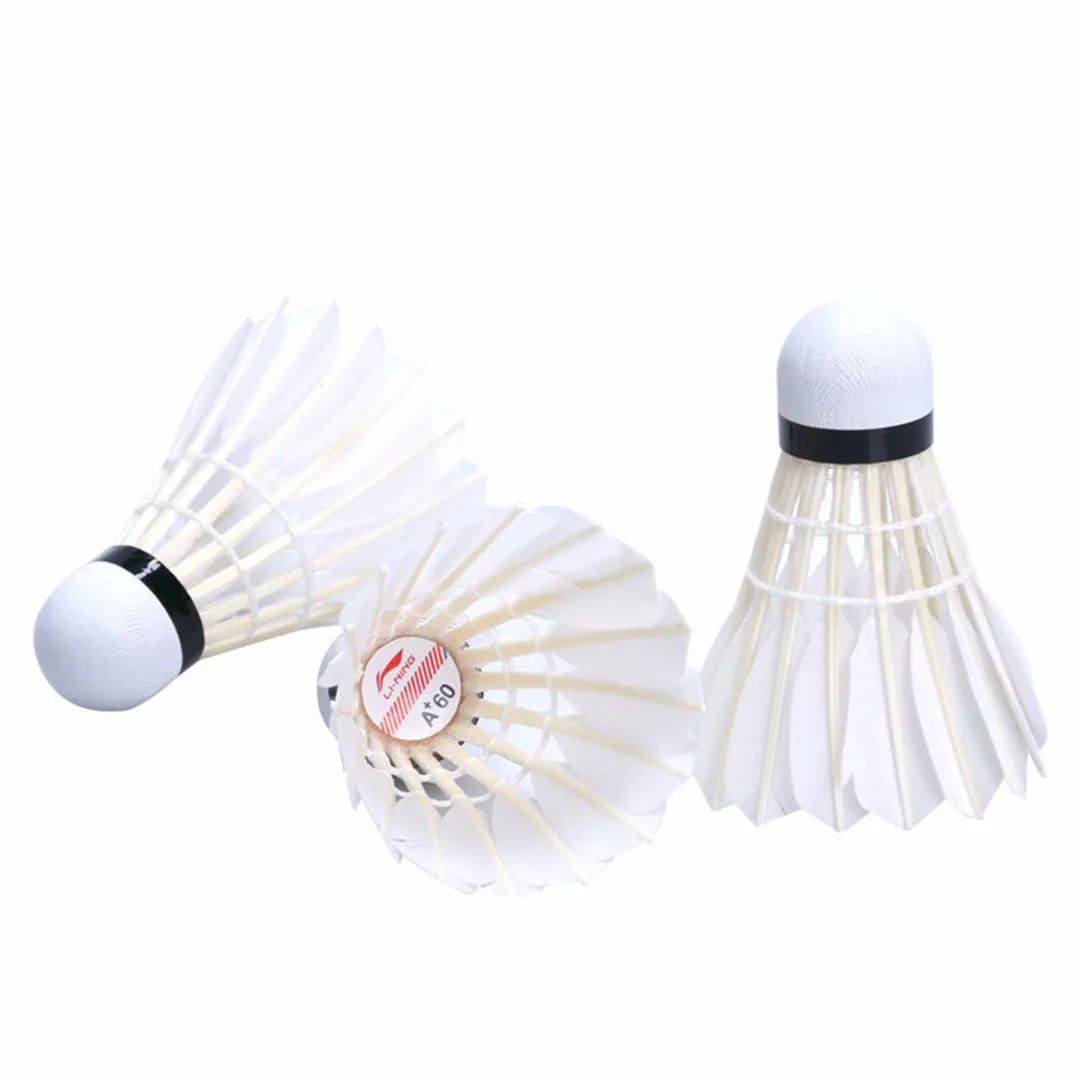 Nueva 15 unids bolas de bádminton profesional A60E blanco pluma de ganso bádminton bola Shuttlecocks con tubo bolas accesorios