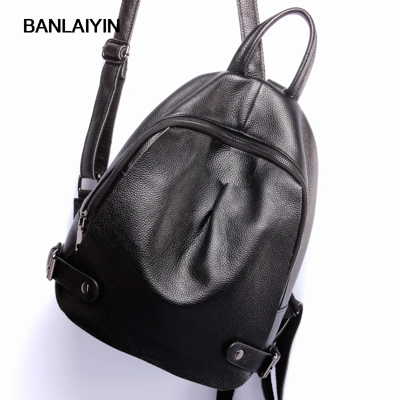 

Brands Women Genuine Leather Backpacks New High Quality Travel Bags Black School Bags For Teenage Girls Book Shoulder Bag