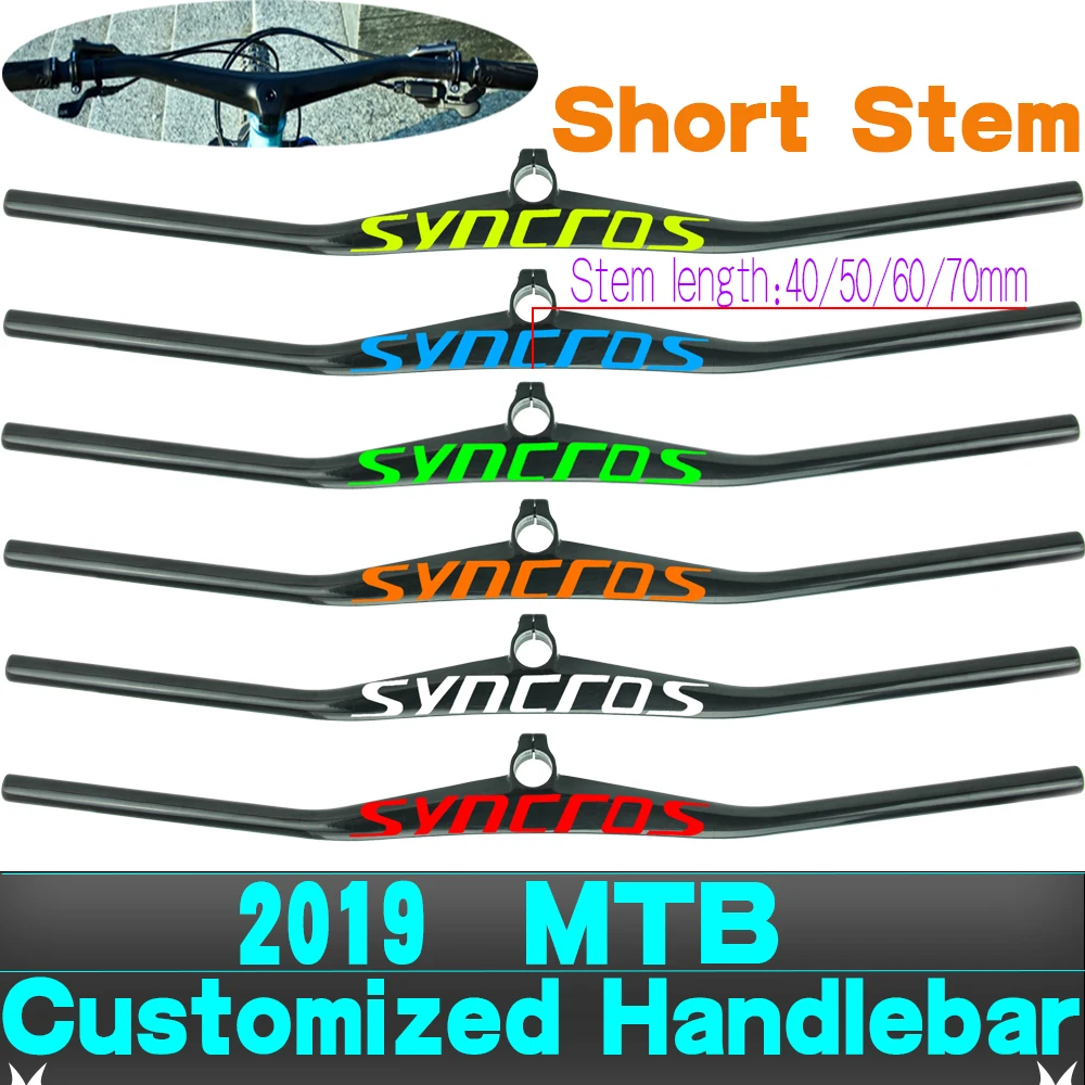 

syn UD Custom Champion Short Stem MTB Bicycle Handlebar 6degree One-shaped Integrated Handlebar With Stem 40/50/60/70mm Colorful