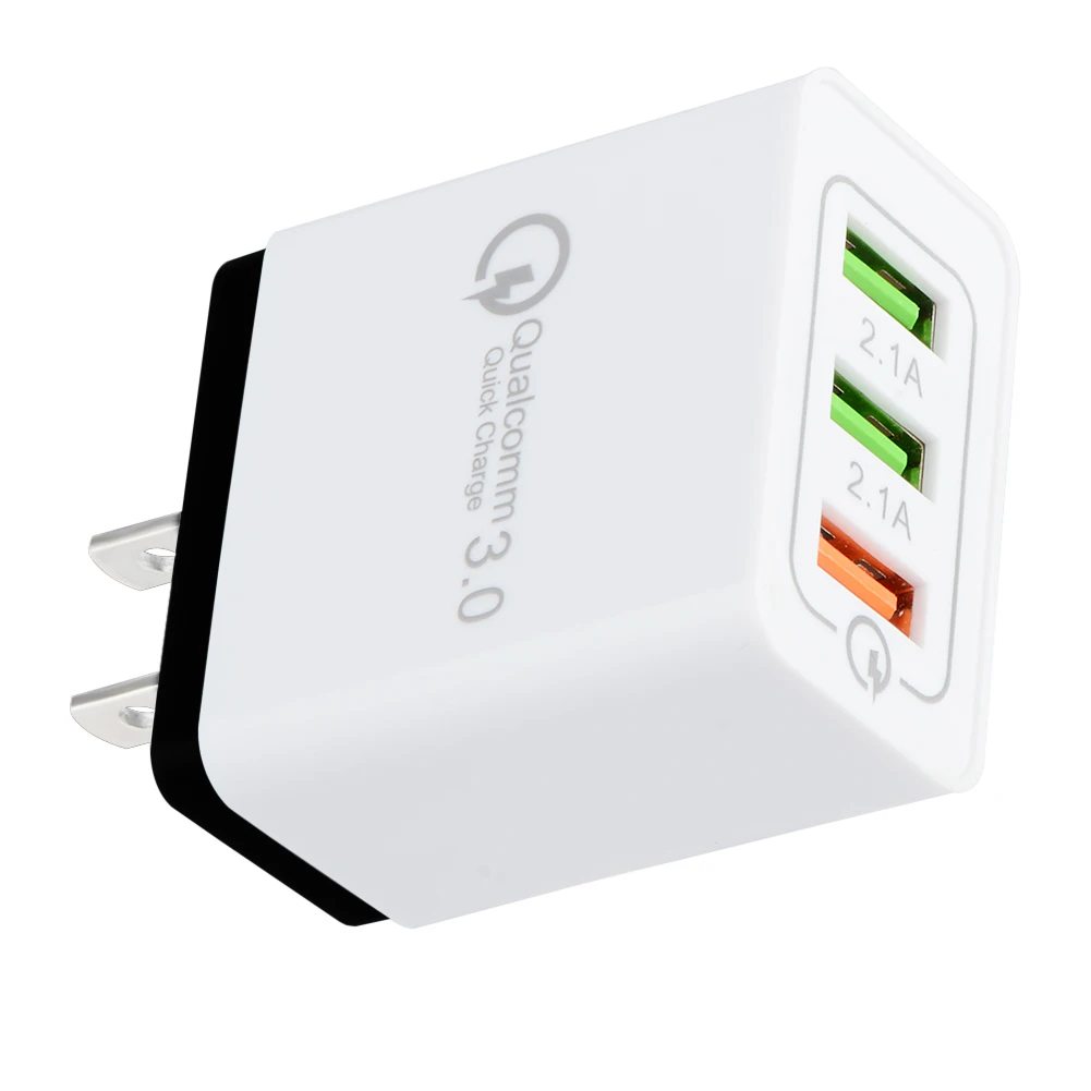 US Plug 3 порта 18 Вт портативное зарядное устройство USB для путешествий Быстрая