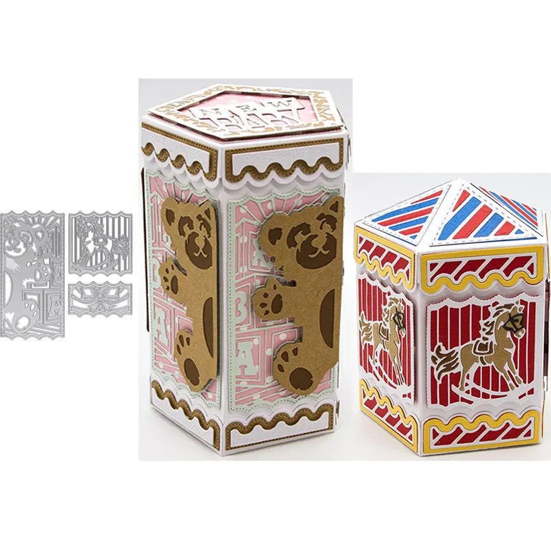 Мерные шестигранные подарочные коробки и цветочные панели металлические режущие штампы для скрапбукинга и бумага для изготовления открыток ремесленные штампы Новинка - Цвет: 12 Rocking Horse