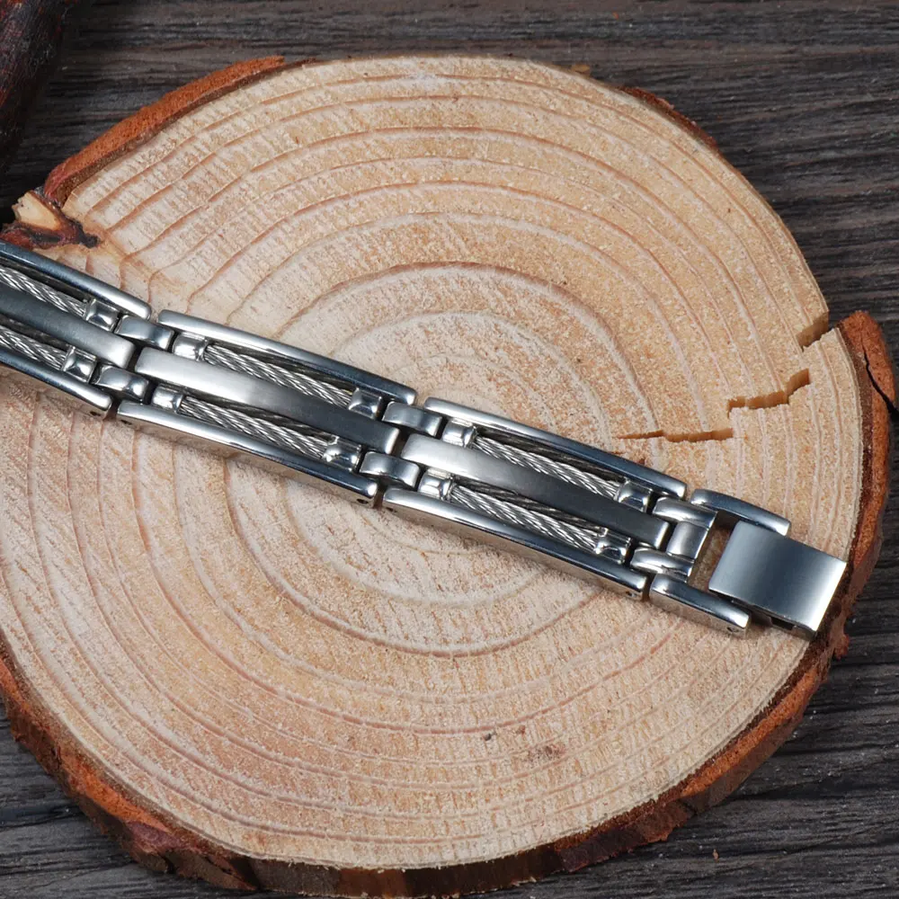 Wollet Jewelry нержавеющая сталь браслет для мужчин серебряный цвет мода 21,5 см