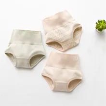 Новая модная детская в полоску Нижнее Бельё для девочек ребенка Высокая Талия Цветной хлопок натуральный Треугольники Нижнее Бельё для девочек Дети Трусики для женщин живота Шорты для женщин