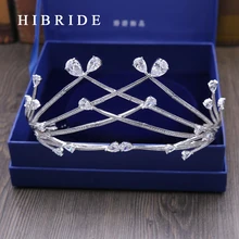 Wholesale White Gold Color Crown Bride Wedding Hair Accessories Wedding Headdres Type Jewelry Cubic Zirconia Bride Tiara