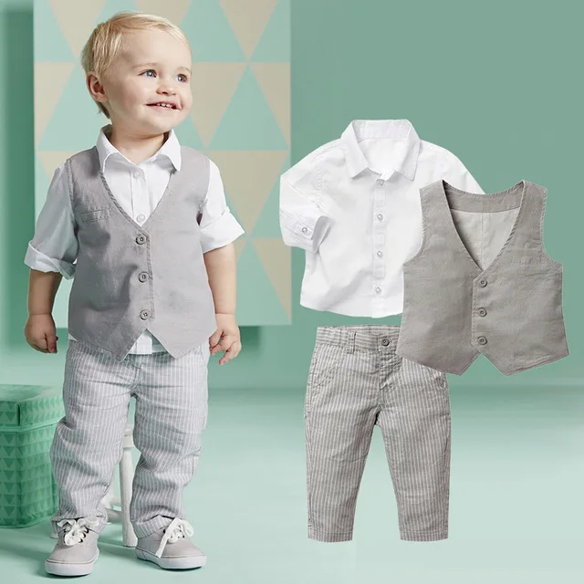 3Pcs Baby Boys Wedding Clothes Kids Formal Suit Three Pieces Set Baby