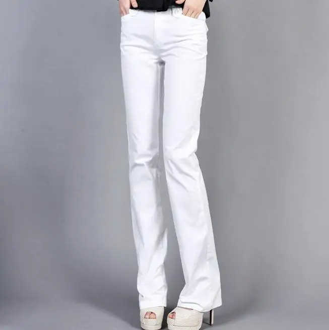 Модные женские брюки высокого качества со средней талией для женщин размера плюс xxxxl - Цвет: Белый
