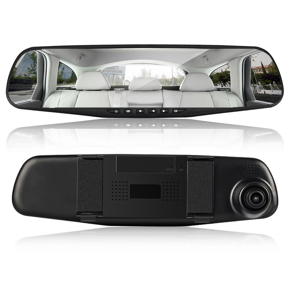  4.3 inch Car DVR Camera White screen Rearview Mirror Auto DVRs Dual Lens Recorder Video Registrator