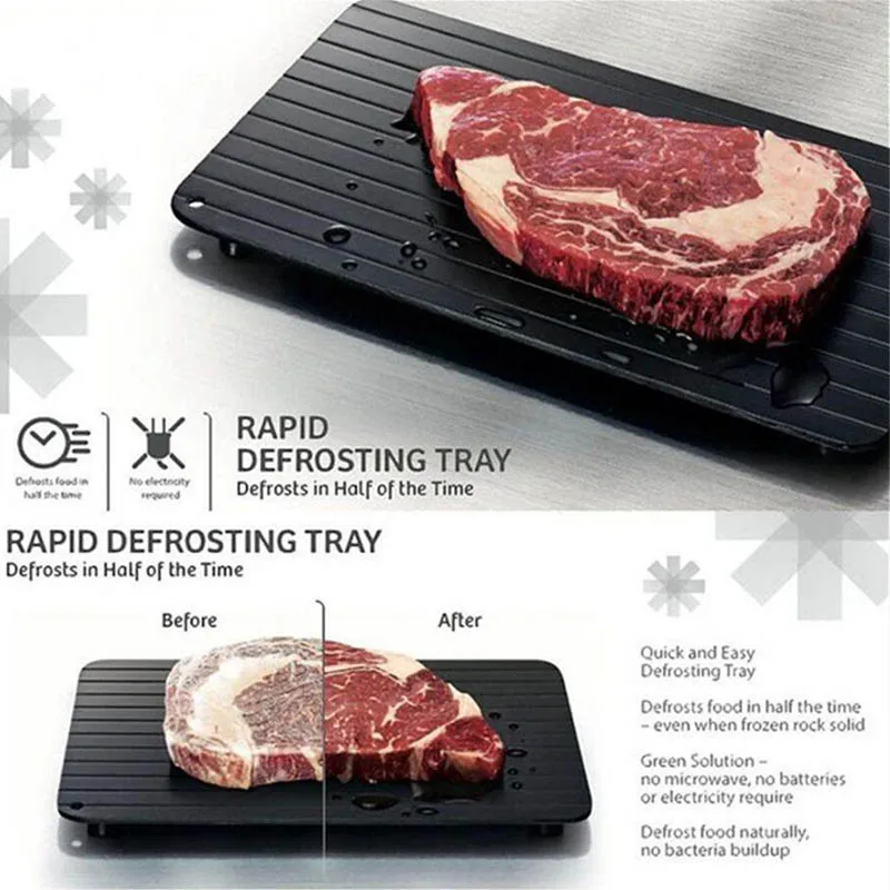 HOT/USABLE Defrost Tray Thaw Frozen Food Meat Fish In Minutes Home defrosting tray No Electricity Chemicals Microwave Accerssory HOT/USABLE Defrost Tray Thaw Frozen Food Meat Fish In Minutes Home defrosting tray No Electricity Chemicals Microwave Accerssory